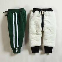 Children plus velvet cotton pants winter New Baby padded sweatpants trousers boys warm pants winter velvet pants tide tide