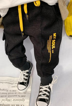 Boy plus velvet padded foreign pants winter baby knitted denim trousers Korean Harlan pants