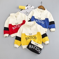 Boy hooded sweatshirt foreign baby spring pullover coat children spring and autumn coat Korean version of tide 2021 New