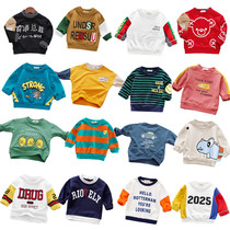 Boys T-shirt foreign-style baby autumn 2021 new children long-sleeved base shirt baby cartoon top Korean tide