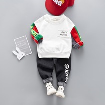 Childrens sports sweater set spring dress childrens clothing baby two sets Boy 3 years old 1 tide clothes clothes foreign baby
