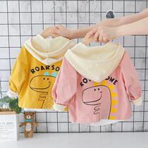 Baby coat spring and autumn foreign boy cartoon shirt cotton thin clothes men cardigan foreign girl children autumn clothes