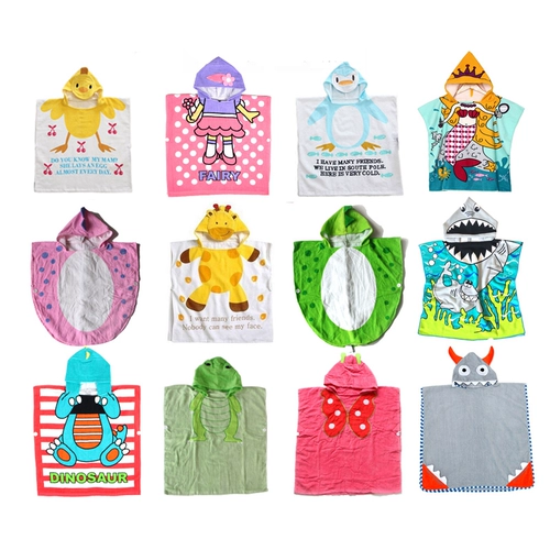 Детское быстросохнущее банное полотенце с капюшоном, милый плащ для плавания, хлопковый детский пляжный банный халат, хорошо впитывает воду