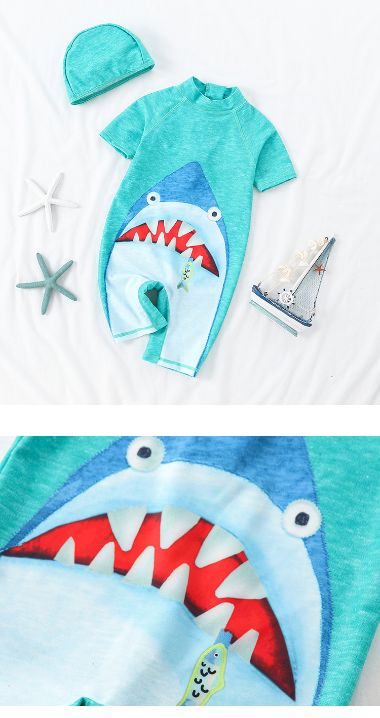 Đồ bơi cho trẻ em Boy Baby Baby Baby Shark Dễ thương Áo tắm chống nắng Quick Dry Spa Boy Quần short - Bộ đồ bơi của Kid đồ bơi cho bé gái 10 tuổi