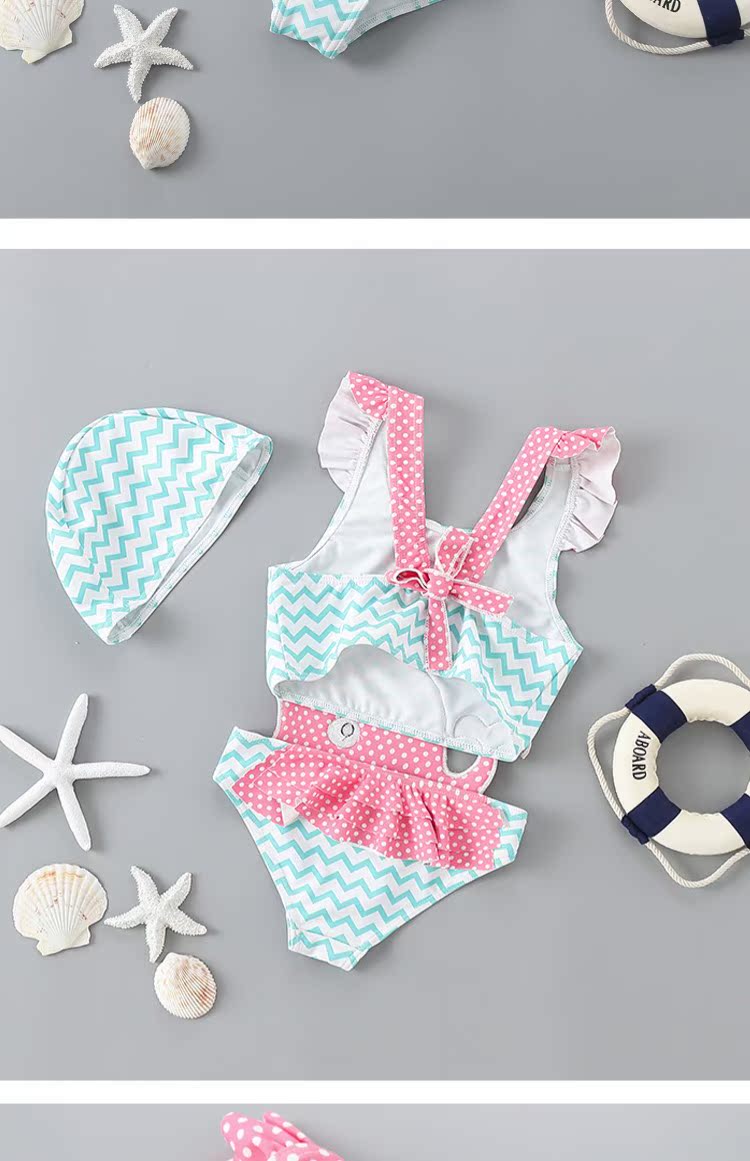 Đồ bơi cho trẻ em gái Cô gái Xiêm Dễ thương Đồ bơi cho trẻ sơ sinh Hàn Quốc Công chúa nhỏ Spa Áo tắm có mũ - Bộ đồ bơi của Kid bộ bơi dài tay bé gái