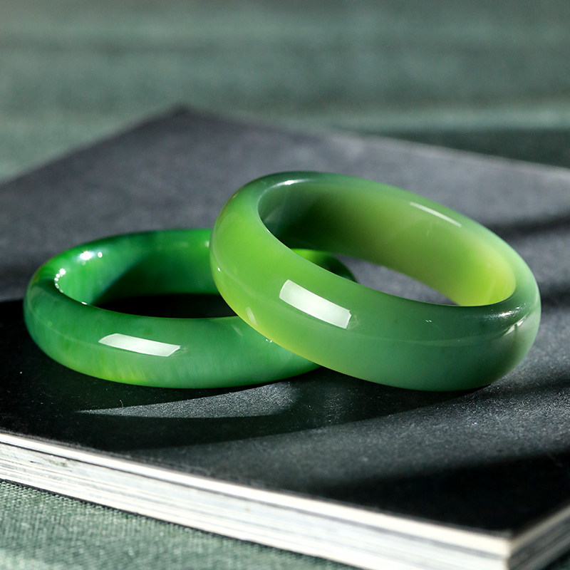 Hetian jade Jasper bracelet Jade thin round spinach green jade jewelry Men's and women's treasures live special shot 4