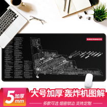 Mouse pad oversized bomber thickened edge lock war military game table pad small e-sports keyboard pad wrist guard