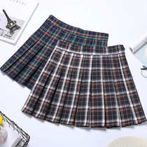 Pleated skirt womens summer short skirt high waist 2021 new Korean plaid a-line skirt student jk culottes large size