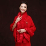 Осенняя накидка для невесты, красное ципао, шерстяное удерживающее тепло свадебное платье, большой размер