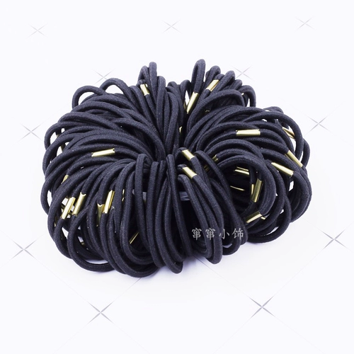 Черный аксессуар для волос ручной работы, металлическая резинка с бантиком