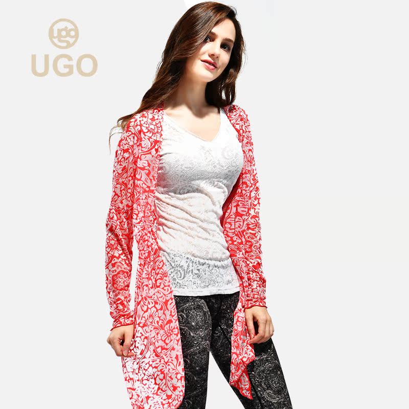 ugo modell burn crafts yoga conserved splicing shawl skin-care and breathable yoga sports speed dry long sleeve jacket