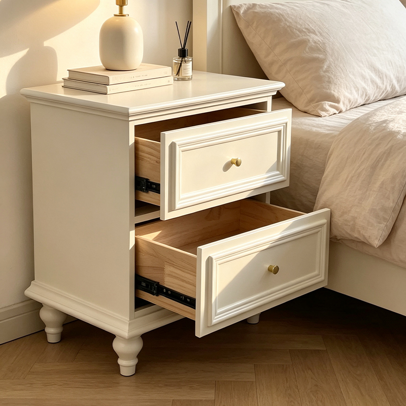 American-Style Modern Bedside Table, European-Style Mini Small Simple Modern Bedroom Ultra-Narrow White Nordic ins Style Minimalist