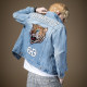 BM ໃຫມ່ embroidered tiger head light blue denim jacket men's trendy brand European and American street men's jacket ເສື້ອຢືດແບບເກົາຫລີ trendy