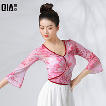 Qiya Classical Dance Clothing Female Elegant Body Rhyme Guns Chinese Dance Practice Clothes Top Performance Clothing Body Style Base Training Clothing