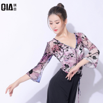 Qiya Classical Dance Clothing Womens Gaun Rhyme Clothing Chinese Dance Practice Clothing Mesh Clothes Top Performance Clothing