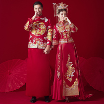 Xiuhe dress bride 2020 new Chinese style Xiuhe wedding men and women suit He clothing couple models Panjin embroidered show kimono