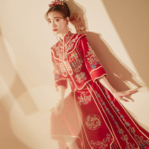 The cloud shoulder advanced satin show and the brides 2022 new Chinese wedding dress Summer thin new wedding gown