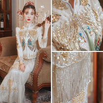 Summer thin show and dress The bride 2022 New Chinese wedding dress wedding gown with champagne golden toast