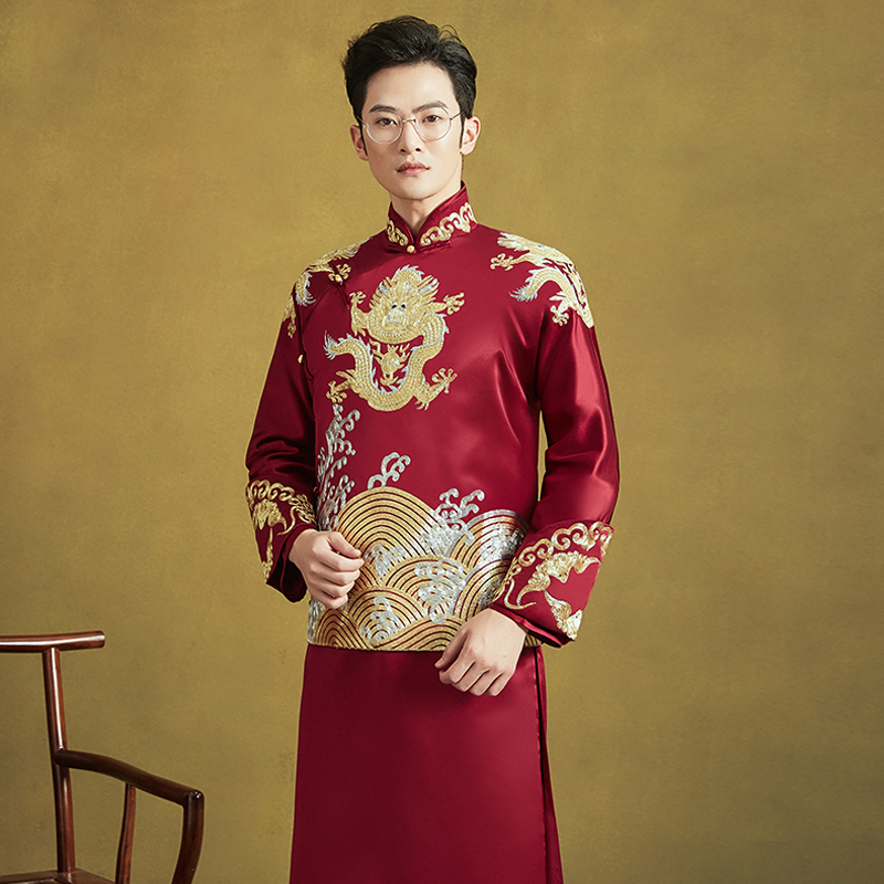 Nam Hiện Suit 2020 New Groom Trung Quốc Wedding Dress nam Rồng Phoenix Long Sleeve Hiện nam