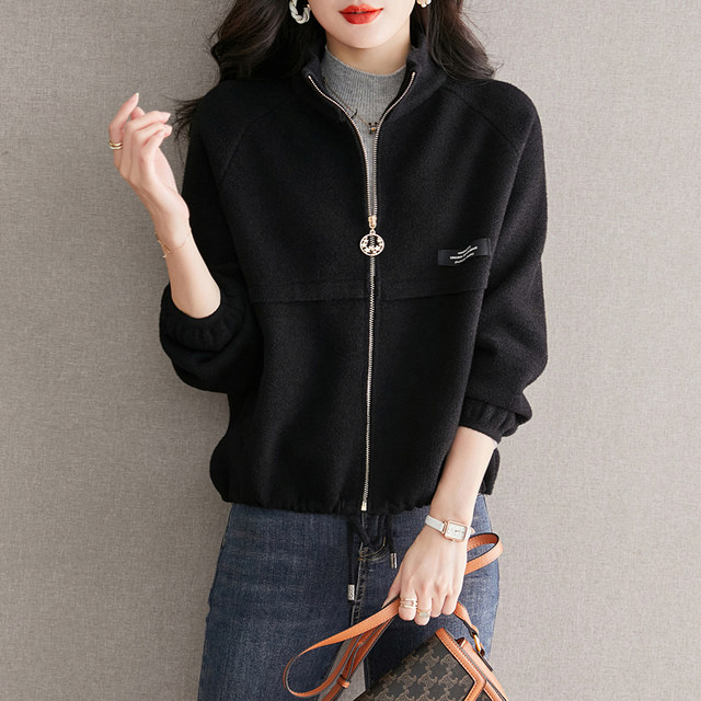 Stand Collar Jacket Women's Autumn 2022 New Explosive Loose Zipper Baseball Uniform Spring and Autumn Small Short Top