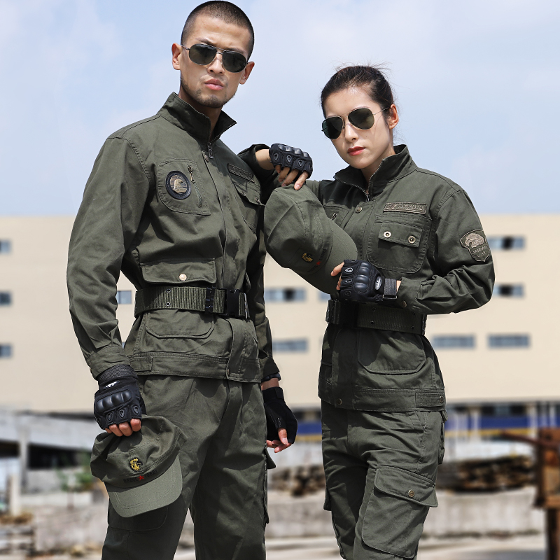 Cotton army green labor protection clothing overalls suit men's autumn and winter wear-resistant camouflage clothing thickened loose multi-bag tooling women
