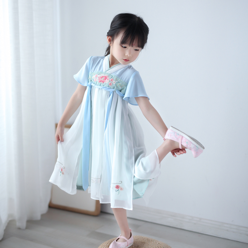 Han quần áo cô gái Xia gió dân tộc của trẻ em quần áo bé cổ váy Trung Quốc cổ tích chiếc váy cô bé con gió cổ Tang váy.