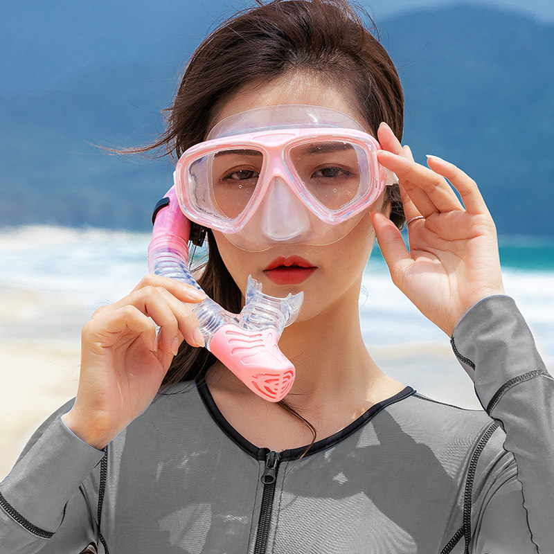 Snorkeling triple treasure mask equipped with waterproof anti-fog male and female myopia large frame diving mirror full dry-type removable straw suit