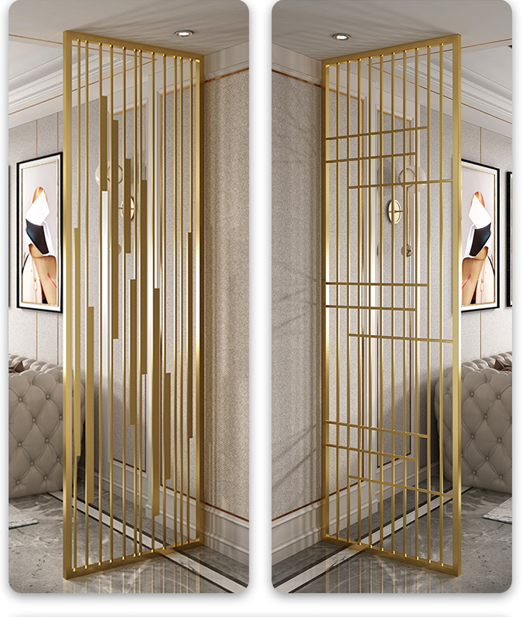 New Chinese Rose Gold Stainless Steel Screen Partition Light Luxury Entrance Titanium Alloy Hollow Metal Grille Home Black Titanium Alloy
