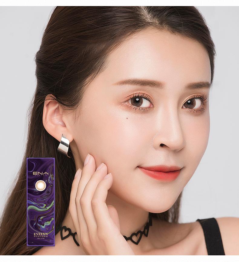 ENA nhập khẩu ngày làm đẹp ném 30 mảnh đường kính nâu hỗn hợp máu cận thị nữ kính áp tròng 10 * 3 hộp - Kính đeo mắt kính kính cận
