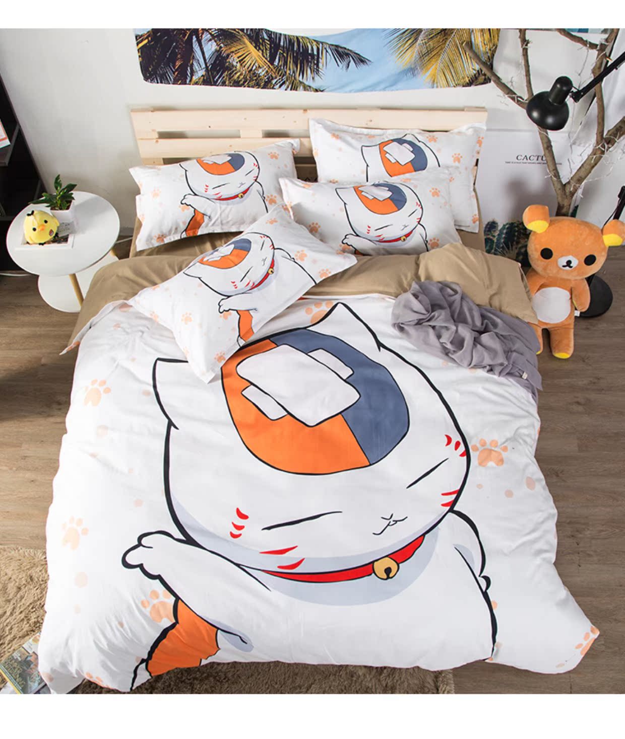 bộ đồ giường Cartoon mèo cartoon Bốn tấm chăn đôi giường dệt giường Suite 1.5 - Bộ đồ giường bốn mảnh bộ drap giường 1m6