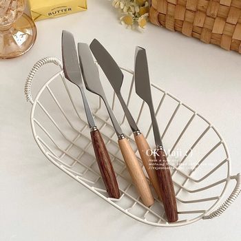 Wooden handle stainless steel butter knife spatula