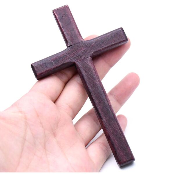 12X7Cm Solid Wood Cross Handheld DIY Ornament Decoration Gift Faith Crucifix