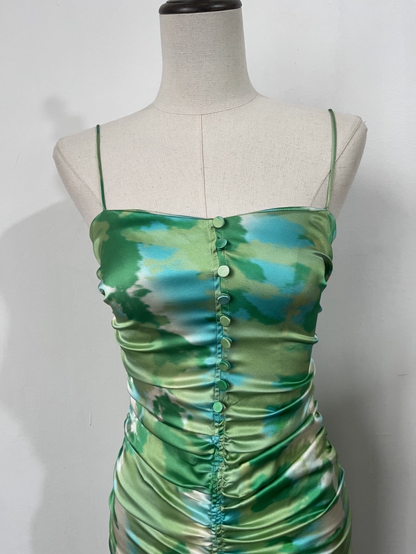Foreign Trade Sample Elastic Crepe Satin Silk Dress 2 Styles