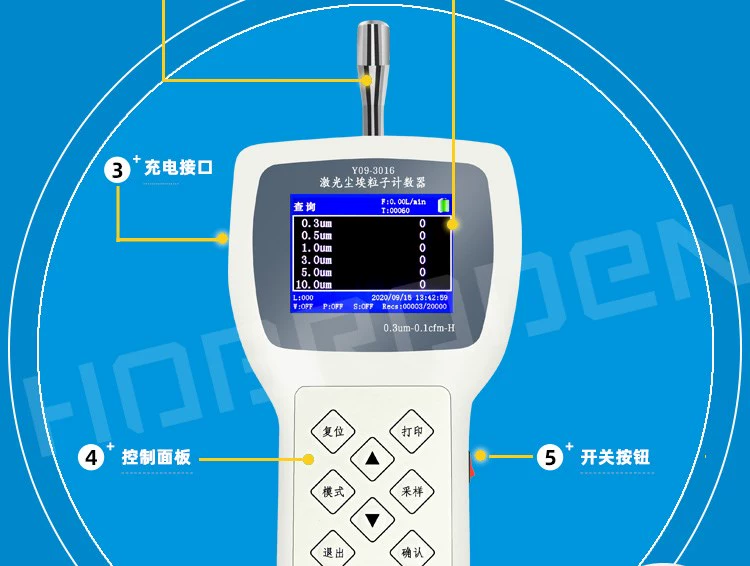 Máy đếm hạt bụi laser có độ chính xác cao Máy kiểm tra hạt lơ lửng trong phòng sạch phát hiện mức độ nhà xưởng không bụi