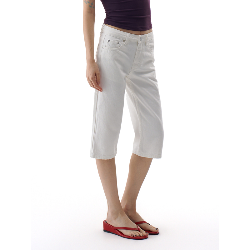 Agua American-Style White Raw Denim Low-Rise Straight-Leg Cropped Jeans for Women, New Summer Slim-Fit Versatile Mid-Length Pants