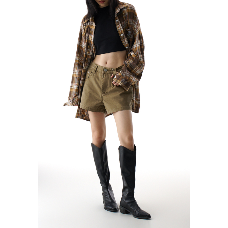 Agua American Retro Casual Shorts for Women 2026 Summer New Loose Slimming A-Line Petite Hot Girl Hot Pants