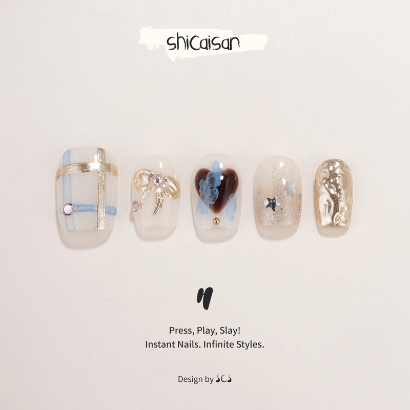 Ten Colors Three【Heartbeat Route】Handmade Wearable Nails Short Style 2026 High-End Hand-Painted Heart Bow Nail Tips Ten Colors Three【Heartbeat Route】Handmade Wearable Nails Short Style 2026 High-End Hand-Painted Heart Bow Nail Tips