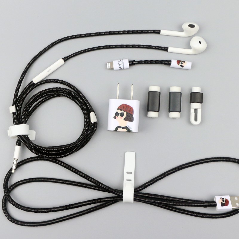 Headphone protective sleeve head anti-fracture charging head to protect mobile phone charging data line protection anti-break winding line suit