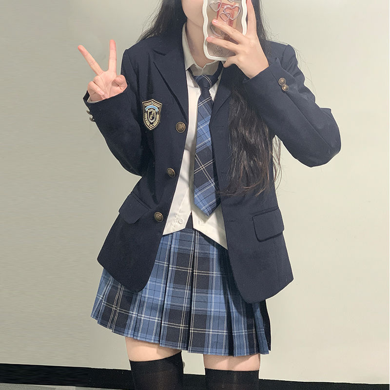 College Style Female Student Uniform Jk Suit Basic Style Autumn and Winter Suit Jacket Set Performance Uniform School Uniform Class Uniform