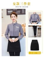 [Дамы] серая рубашка+брюки для официанта+фартук