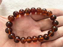 Attached with appraisal certificate Fushun pure natural amber soybean oil red old material jinper 10mm women's bracelet