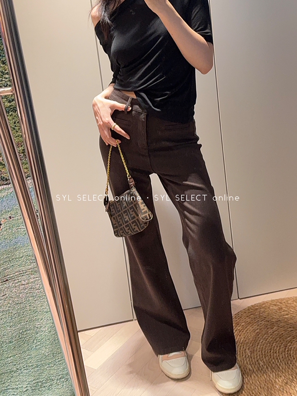 Long-Legged Magic Pants, a Must-Have Recommendation~ Quiet Luxury Old-Money Style, Four-Way Stretch, Slimming, High-Waisted, Narrow Straight-Leg, Slightly Flared Jeans