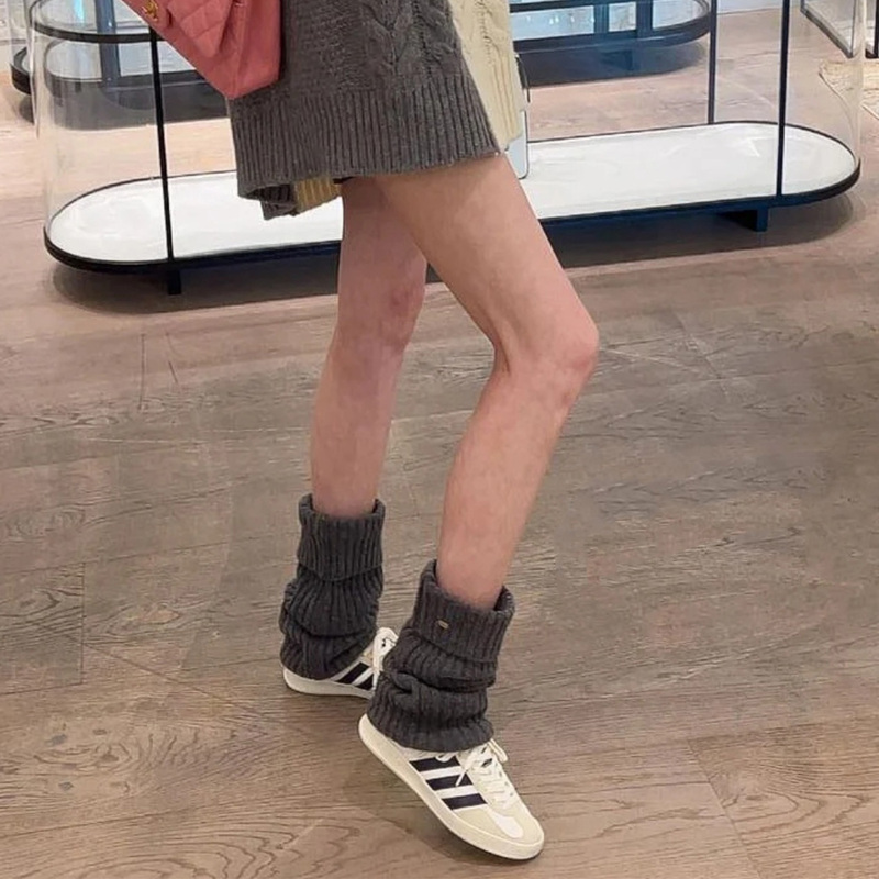 Fdc Gray Leg Warmers for Girls, Japanese Style Knitted Sock Covers, Jk White Slouch Socks, Trendy Women's Shoe Covers and Leg Socks Fdc Gray Leg Warmers for Girls, Japanese Style Knitted Sock Covers, Jk White Slouch Socks, Trendy Women's Shoe Covers and Leg Socks