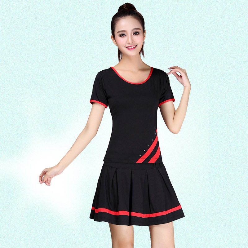 New ngắn tay áo váy Sportswear Set 2020 mùa xuân và mùa hè Plaza Vũ Performance trang phục quốc gia gió dành cho người lớn của phụ nữ