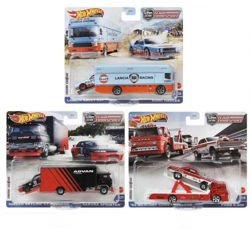 Hot Wheels Car Culture Transport Fleet Jaguar Porsche Ford Mazda Mercedes-Benz Gulf Oil Lancia