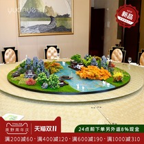 Hotel table flower arrangement new Chinese high-end simulation flower round table decoration flower decoration box turntable micro landscape