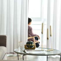 Semi-shading breathable white gauze transparent transparent window curtain living room bedroom balcony gauze window Nordic simple partition