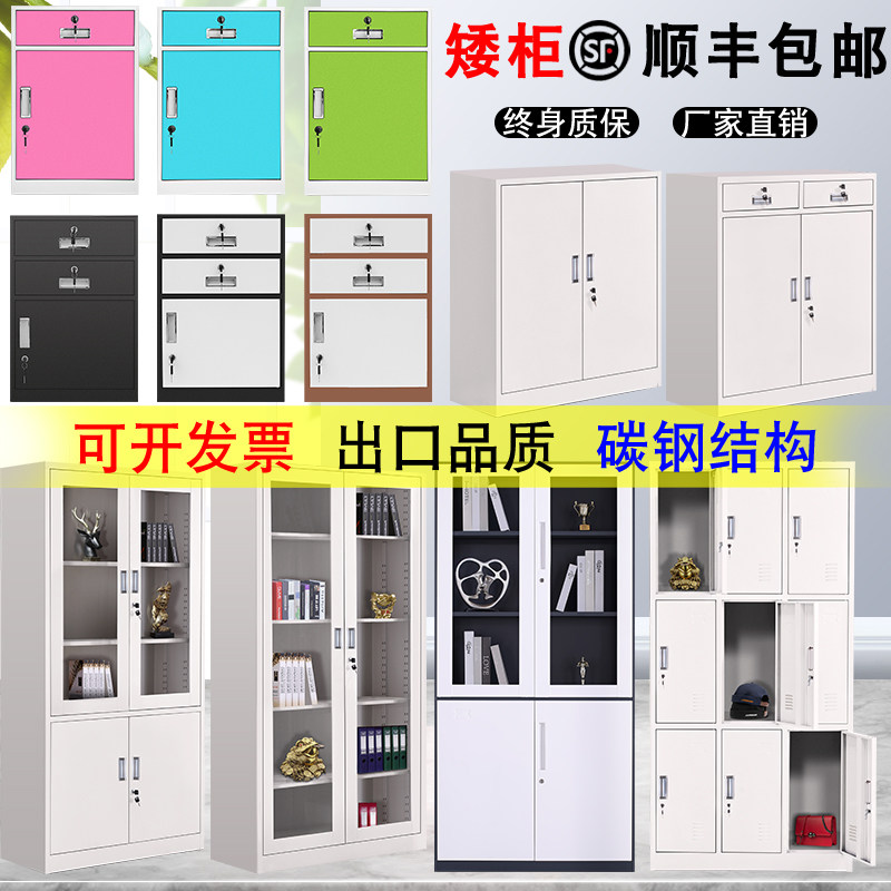 Haikou Steel Office Iron File Cabinet Short Cabinet Book Cabinet with Lock Certificate Archives Staff Locker