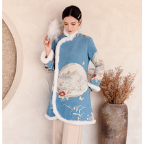 Winter improvement cheongsam womens short cotton-padded jacket jacket warm and thickened 2021 New Chinese retro womens coat