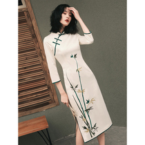 Cheongsam female Chinese style spring and summer 2020 new slim long temperament retro Chinese style Tang elegant dress female